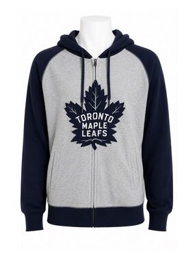 Size XL Toronto Maple Leafs Men’s Full Zip Hoodie NHL Licensed‎ Gray Blue Jacket